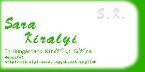 sara kiralyi business card